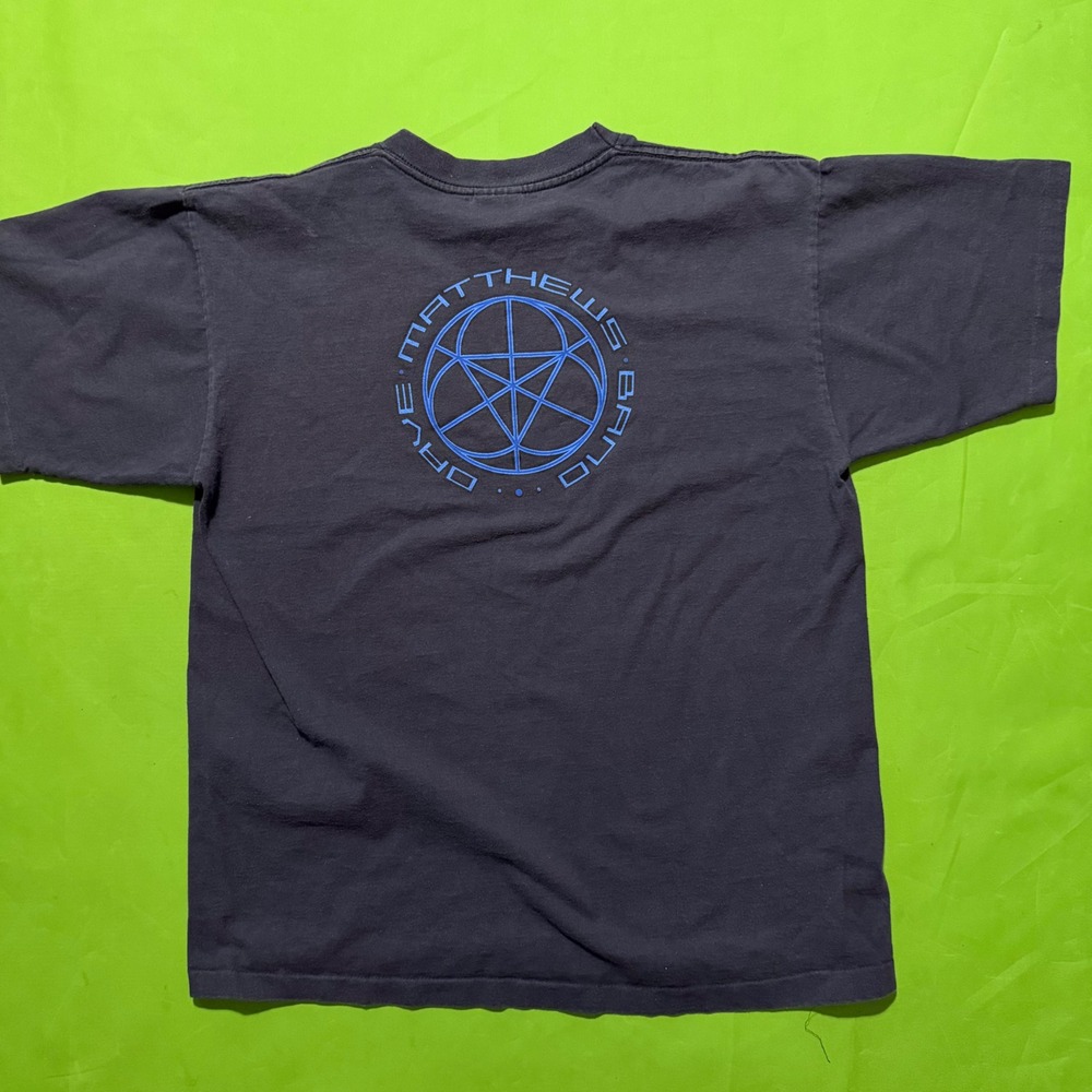 Dave Matthews Band DMB Graphic T-Shirt Blue Logo Black Cotton Mens Large USA